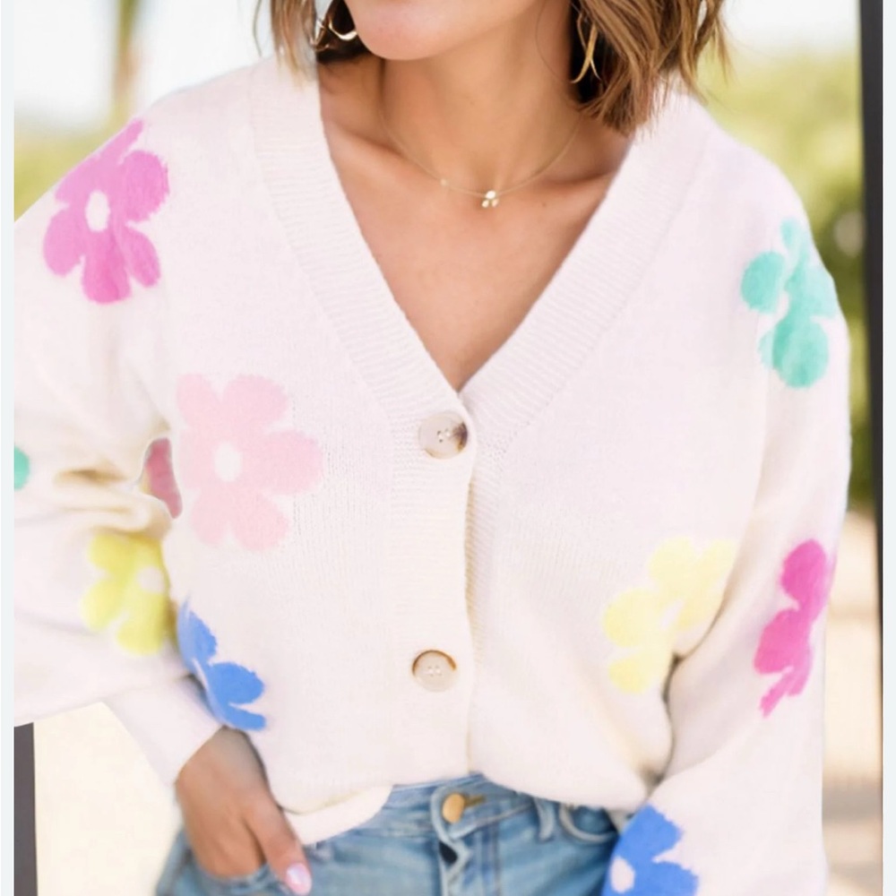 Nectar+Clothing Floral Patterned Cropped Women's Sweater